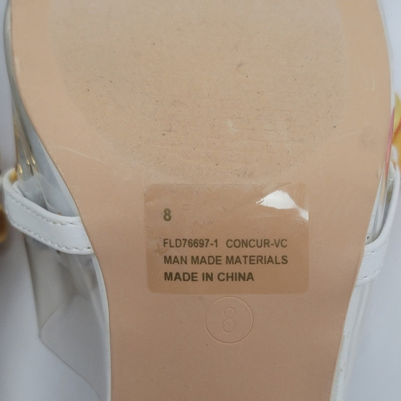 Cape Robbin Concur Heel Transparent PVC Scarf Accent Square Toe Slide White Sz 8 - Picture 6 of 13